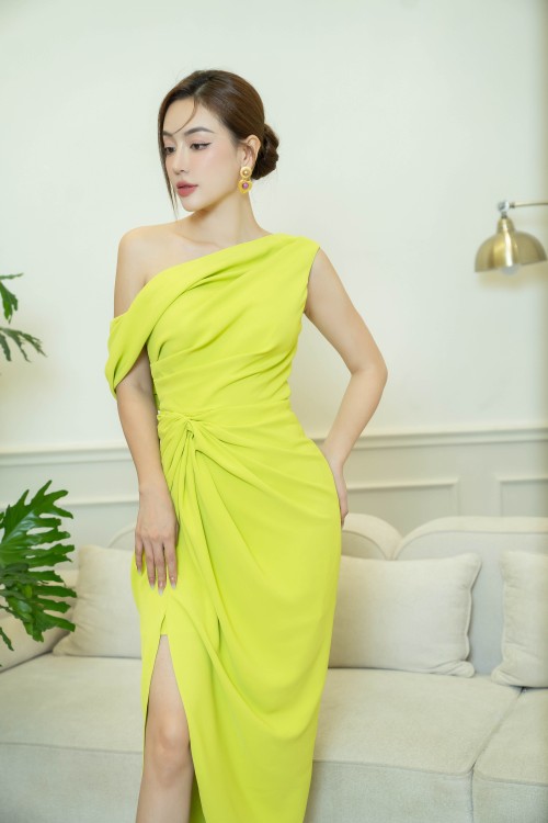 Sixdo Draped Midi Silk Dress